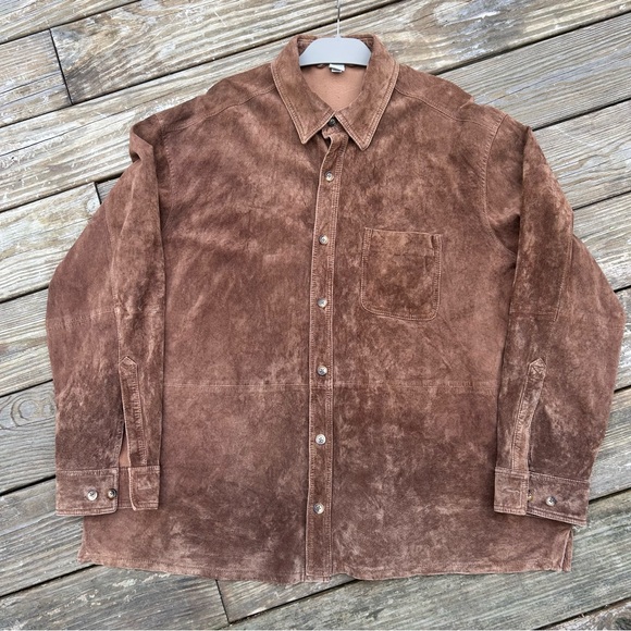 Orvis Suede Leather Shirt Ranch Field Hunting Shacket Men - Picture 1 of 7